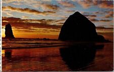 Haystack Rock Oregon Coast Sunset OR Postcard UNP VTG Unused Vintage Chrome picture