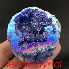 1pc Titanium Agate geode cluster rainbow quartz crystal mineral reiki healing picture