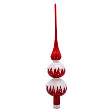 Retro Style Czech Glass Christmas Topper Handblown Ornament Top Red 10.6-inch picture