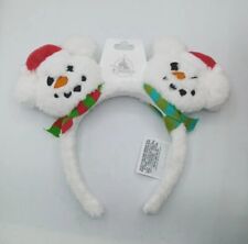Disney Parks Happy Holidays Christmas Snowman Mickey Minnie Ears Headband 2023 picture