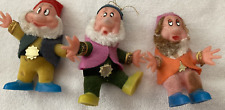 DISNEY Vintage Christmas Ornaments Three Dwarfs  -Plastic covered felt EXC picture