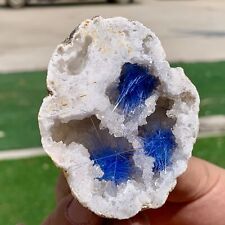 100G Rare Moroccan blue magnesite and quartz crystal coexisting specimen picture