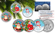 MERRY CHRISTMAS XMAS JFK Half Dollar 3-Coin Set - Snowman & Santa Tree Ornaments picture