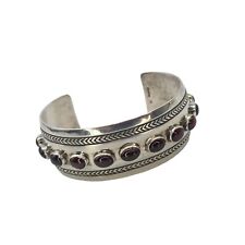 Navajo Sterling Silver Garnet Cuff Bracelet picture