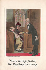 061522 VINTAGE COMIC POSTCARD MAN ASLEEP IN CHURCH WIFE TO USHER KEEP THE CHANGE picture