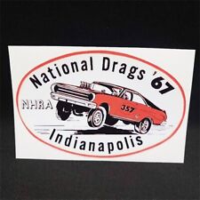 NATIONAL DRAGS '67 INDIANAPOLIS Vintage Style DECAL / STICKER, rat rod, racing picture