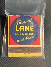 VINTAGE MATCHBOOK - SHOP AT LANE DRUG STORES AND SAVE - LANE-LAX - UNSTRUCK picture