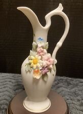 Vintage Kelvin’s Fine China Raised Attached Floral Design Handle Vase/Japan picture