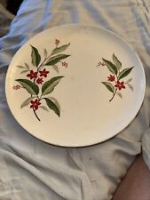 Vintage Cream Plate With Red Flowers And Green Leafs picture