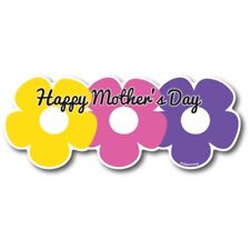 Happy Mother's Day Pink, Purple, and Yellow Flower Bouquet Magnet Decal, 8x3 In picture