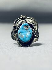 IMPORTANT WILL SINGER VINTAGE NAVAJO TURQUOISE STERLING SILVER LEAF RING picture