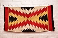 Antique Navajo Rug Textile Native American Indian Eye Dazzler 37x19 Weaving VTG picture