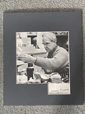 HENRY MOORE SIGNED PHOTO, ARTIST, SCULPTOR AT WORK IN STUDIO picture