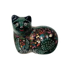 Vintage Mexican Pottery Cat 5 inTall Hand Painted and Signed Acapulco Mexico 98 picture