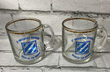 Set Of 2 -3 D Infantry Division Rock Of The Marne Clear Glass Coffee Mug Cup picture