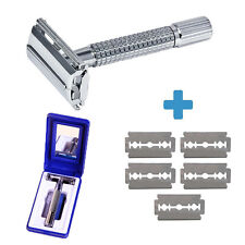 Men’s Classic Traditional Double Edge Chrome Shaving Safety Razor With 5 Blades picture