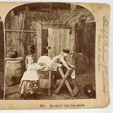 Grinding Wheel Child's Play Stereoview c1875 Littleton View Children Photo H1186 picture