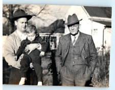 Vintage Photo 1940s, Grandfather 3 piece suit, w/ Son / Grandson, 3.5 x 2.5 picture