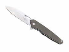 Two Sun Flipper Pocket Knife Brown Micarta Handle D2 Plain Edge TS327-Micarta picture
