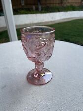 Fenton LG Wright Madonna Inn Wild Rose Iridescent Rose Carnival  Goblet Glass picture