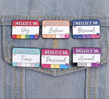 Hello I'm Name Tag Gay Queer LGBTQ+ Pride Brooches Hat/Lapel Pins picture