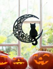 Halloween Christmas Holiday Moon Black Cat Hanging Ornament 2D picture