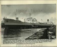 1959 Press Photo 70,000 ton Princess Sophie heads for sea trials near Quincy, MA picture