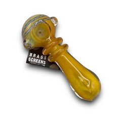 Glass Pipe Bowl Gold Fumed Ringed Tobacco Smoking Pipe - 4.2