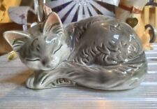 Vintage Goebel West Germany Sleeping Cat Figurine Gray Tabby Kitten  picture