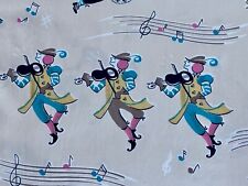 Rare Be our GUEST Serve the KING Novelty Minstrels Barkcloth Era Vintage Fabric picture
