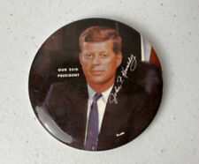 Vintage 1961 JFK 3.5” Button Pin John F Kennedy “Our 35th President” Original picture