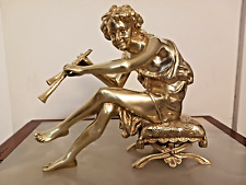 French Bronze Clock Topper Ornament Of Pan Playing Two Flutes picture