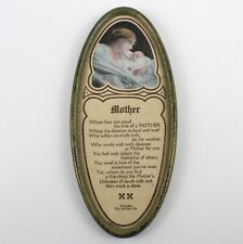 Mother Poem print Tin Oval Frame with glass Nat Art Nov Co NATCO 1940s Vintage picture