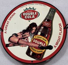 CLASSIC DOUBLE COLA DRINK USA SEXY GIRL GARAGE 1933 PINUP PORCELAIN ENAMEL SIGN. picture
