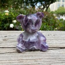 1LB 3.7'' Natural Dream Amethyst Facet Bear Statue Healing Crystal Decor Energy picture