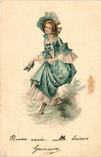 CPA AK Lady in Blue Dress ARTIST SIGNED (1387055) picture