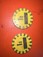 Vintage Harrah's Las Vegas $1 Yellow Poker Chips Lot Of 2 picture