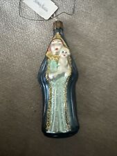 Vintage  Hand blown Mercury Glass Christmas Ornament Mary Madonna Child Jesus 4” picture