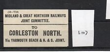 Midland & Gt. Northern Railway. Jt. M&GNR - Luggage Label (107) Gorleston North picture