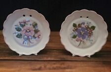 Set of 2 Vintage Cleminson 1950s Hand Painted Floral Wall Plates 5