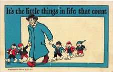 VINTAGE COMIC POSTCARD MAN W/ CHILDREN LITTLE THINGS IN LIFE COUNT 1904 060822  picture