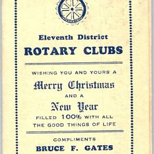 c1920s Rotary International Clubs 11th District Mini Schedule Card Christmas C46 picture