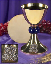 Stratford Chapel Gold Tone Blessed Mother Chalice and Paten Set, 8 Inch picture