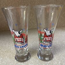 2-Bud Light: Spuds MacKenzie: 2 Christmas Pilsner Beer Glasses: 1987: EXC:NR picture