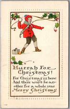 1915 Embossed Greetings Postcard Snowball Fight Scene 