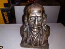 Metal Benjamin Franklin Coin Bank Life Insurance Co. Pewter Color with Key picture