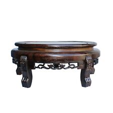 Chinese Brown Wood Round Table Top Stand Display Easel 11.75