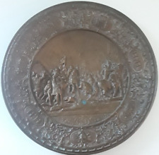 1886 Antique /Vintage Henry Bonnard Bronze Co Plate  Village/ Battle/ Army Scene picture