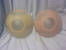 Pair Vintage Pastel Pink & beige 3 Chain Hanging Light Lamp Ceiling Shades picture