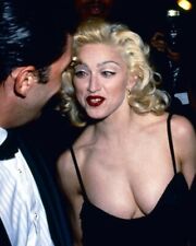 Madonna wears very low cut black dress c.early 1980's candid pose 8x10 photo picture